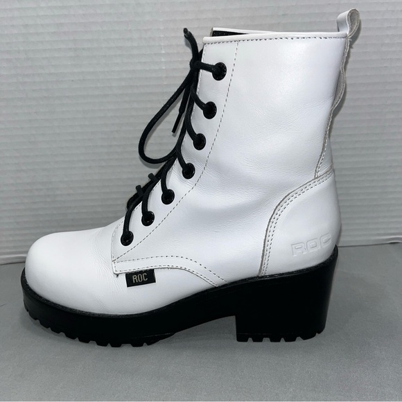 ROC Womens Chisel White Leather Lace Up Ankle Platform Booties Size US 7.5/EU 38 - Picture 7 of 11